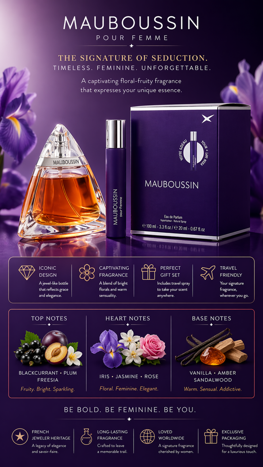 Mauboussin Pour Femme Eau De Parfum Spray 3.4 oz & Eau De Parfum Travel Spray 0.68 oz