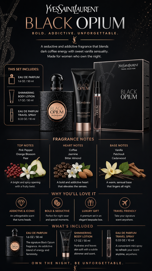 Black Opium Travel Duo Eau De Parfum Spray 1.6 oz & Shimmering Body Lotion 1.7 oz women