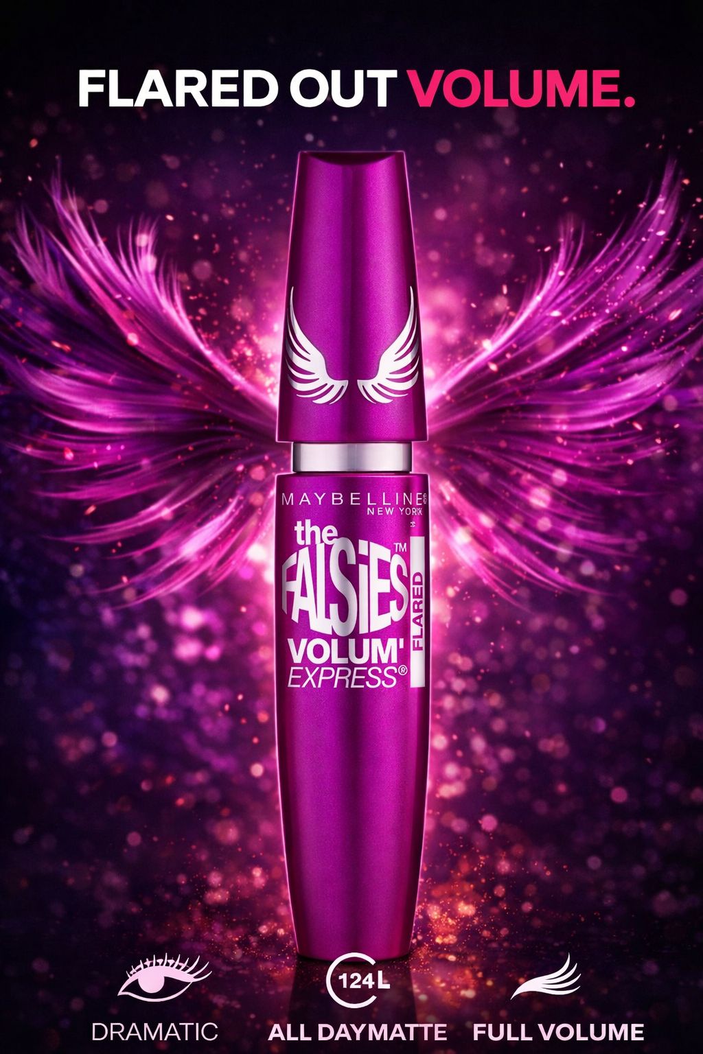 Maybelline women Volum' Express The Falsies Flared Washable Mascara #286 Blackest Black 9.2ml/0.31oz