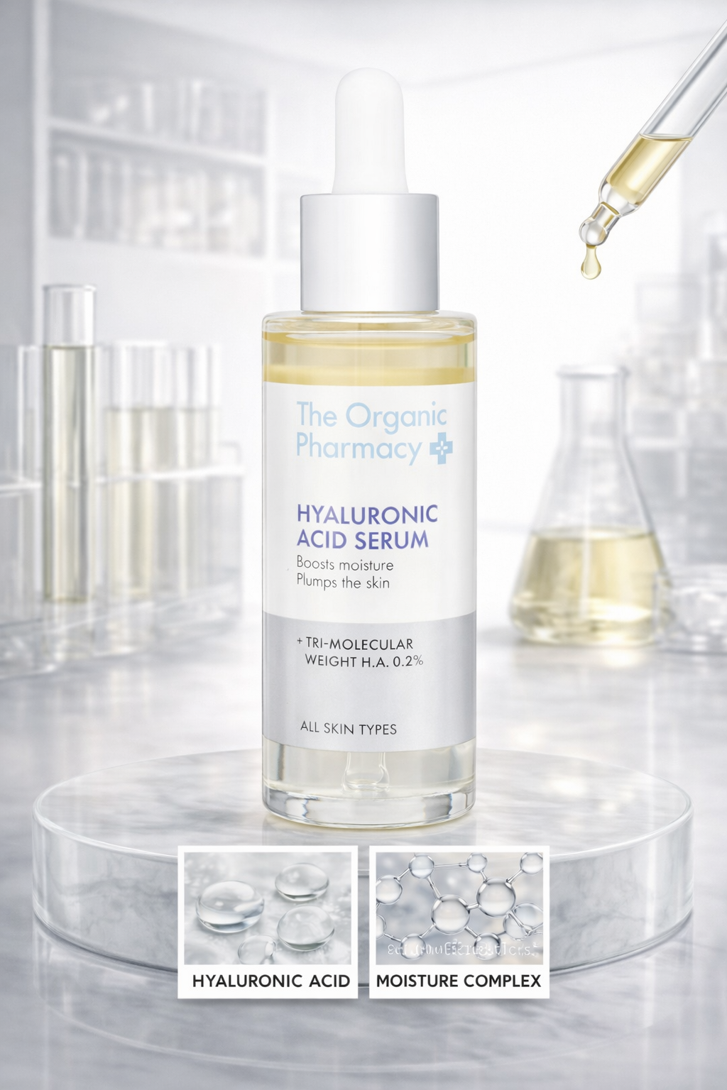 The Organic Pharmacywomen Hyaluronic Acid Serum - Fine Lines & Wrinkles, Plump & Hydrate, Boost Firmness & Elasticity 30ml/1oz