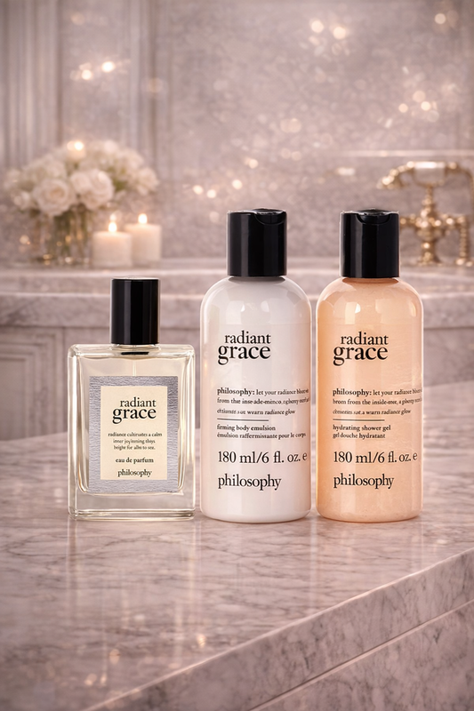 Philosophy Radiant Grace - 3pc Parfum Set Eau De Parfum Spray 2 oz & Firming Body Emulsion 6 oz & Hydrating Shower Gel 6 oz