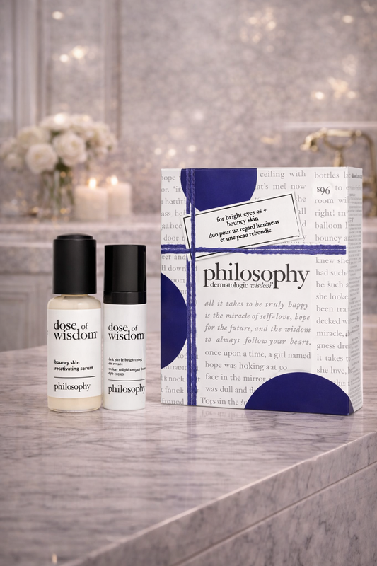 Philosophy Dermatologic Wisdom Set: Dose Of Wisdom Bouncy Skin Reactivating Serum 30ml + Dose Of Wisdom Dark Circle Brightening Eye Cream 15ml -2pcs