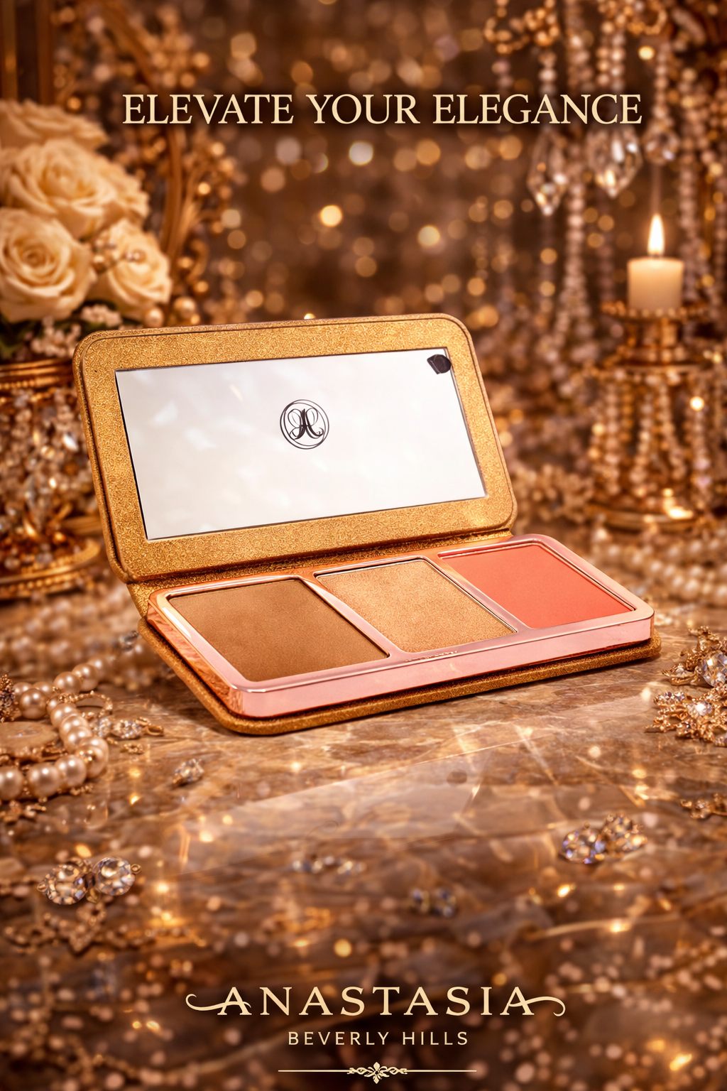 Anastasia Beverly Hills Women Face Palette (1x Bronzer, 1x Highlighter, 1x Blush) # Off To Costa Rica (Medium-Tan) 17.6g/0.62oz