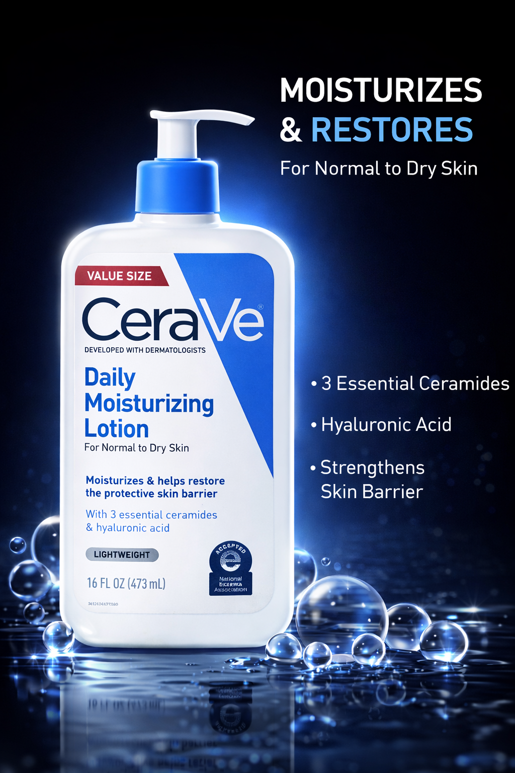 Cerave unisex Daily Moisturizing Lotion For Normal To Dry Skin 473ml/16oz