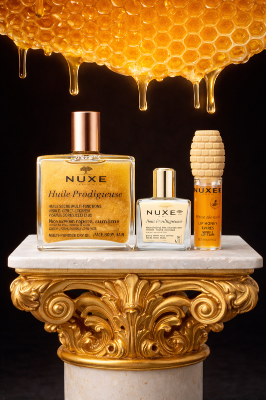 Nuxe  Huile Prodigieuse Sert: Huile Prodigieuse® Or 50ml + Huile Prodigieuse 10ml + Reve De Miel Lip Honey 10ml --3pcs