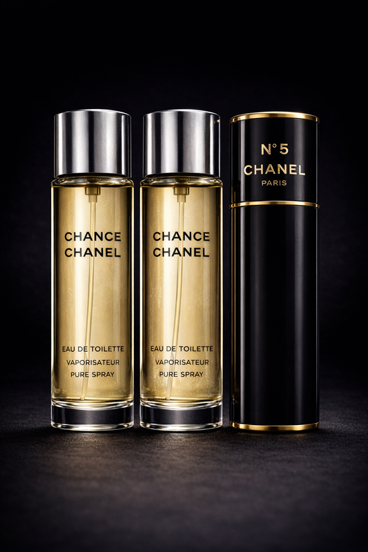 Chanel #5women Set-Eau De Parfum Spray Refillable 0.7 oz & Two Eau De Parfum Refills 0.7 oz