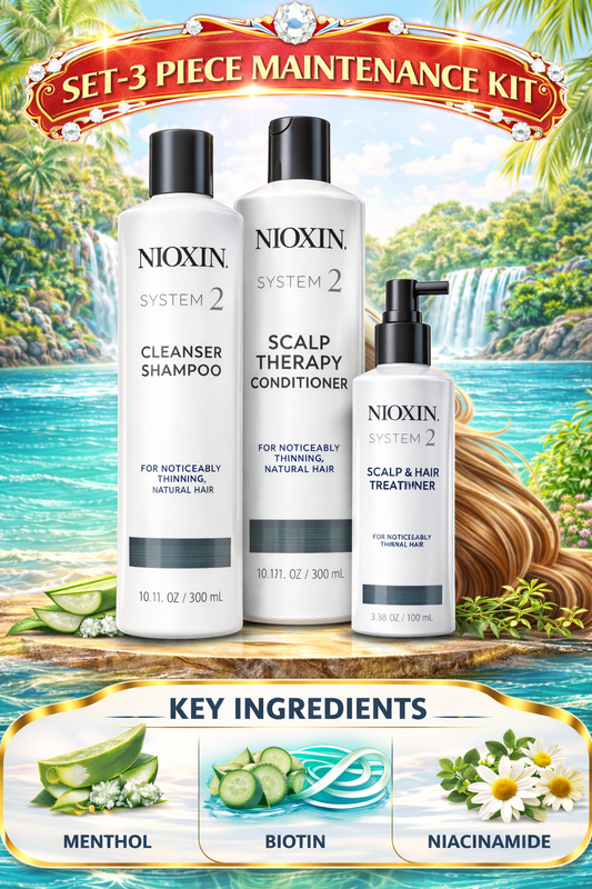 Nioxin Set-3 Piece Maintenance Kit System 2 With Cleanser 10.1 oz & Scalp Therapy 10.1 oz & Scalp Treatment 3.38 oz