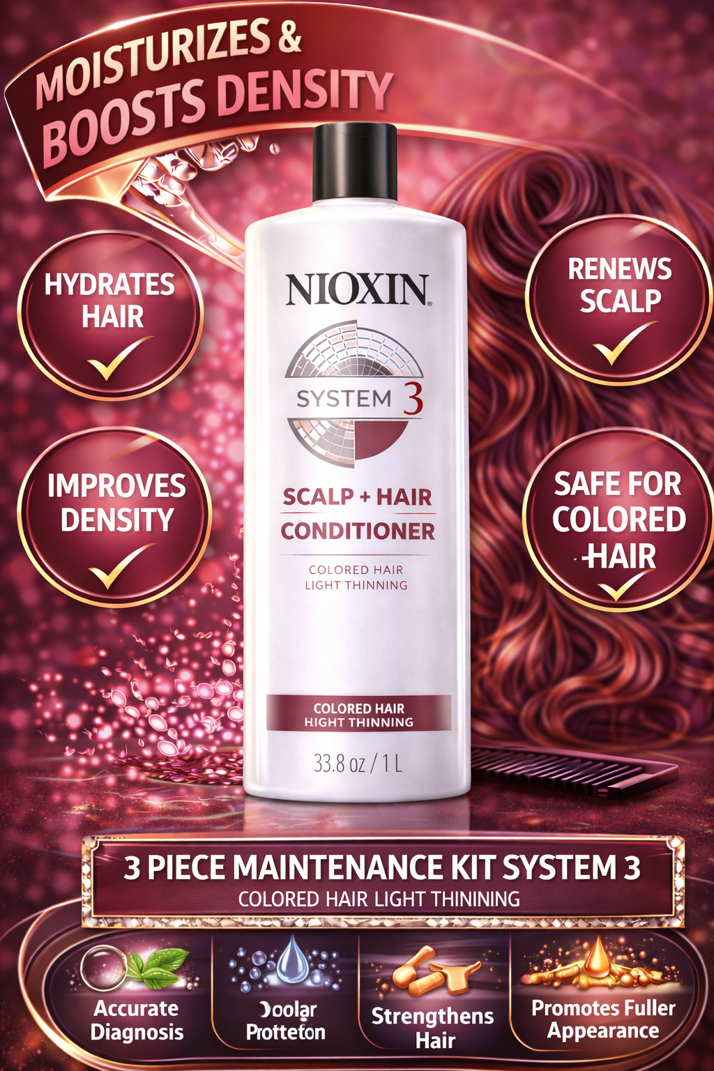 Nioxin System 3 Scalp + Hair Conditioner (Packaging May Vary) 33.8 oz