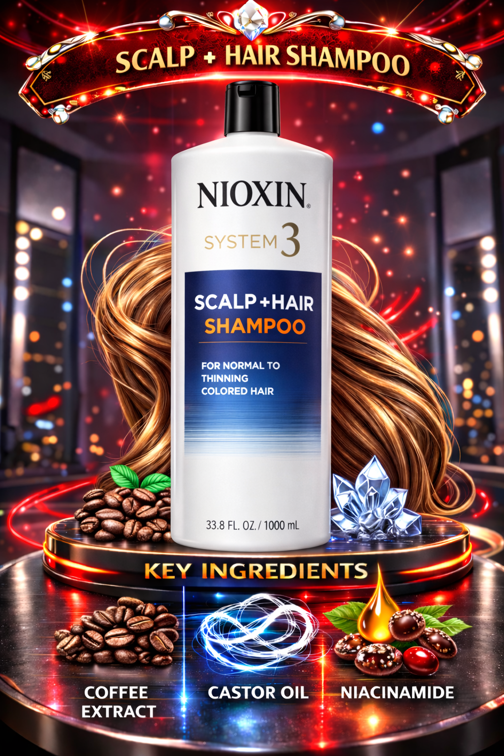 Nioxin System 3 Scalp + Hair Shampoo (Packaging May Vary) 33.8 oz