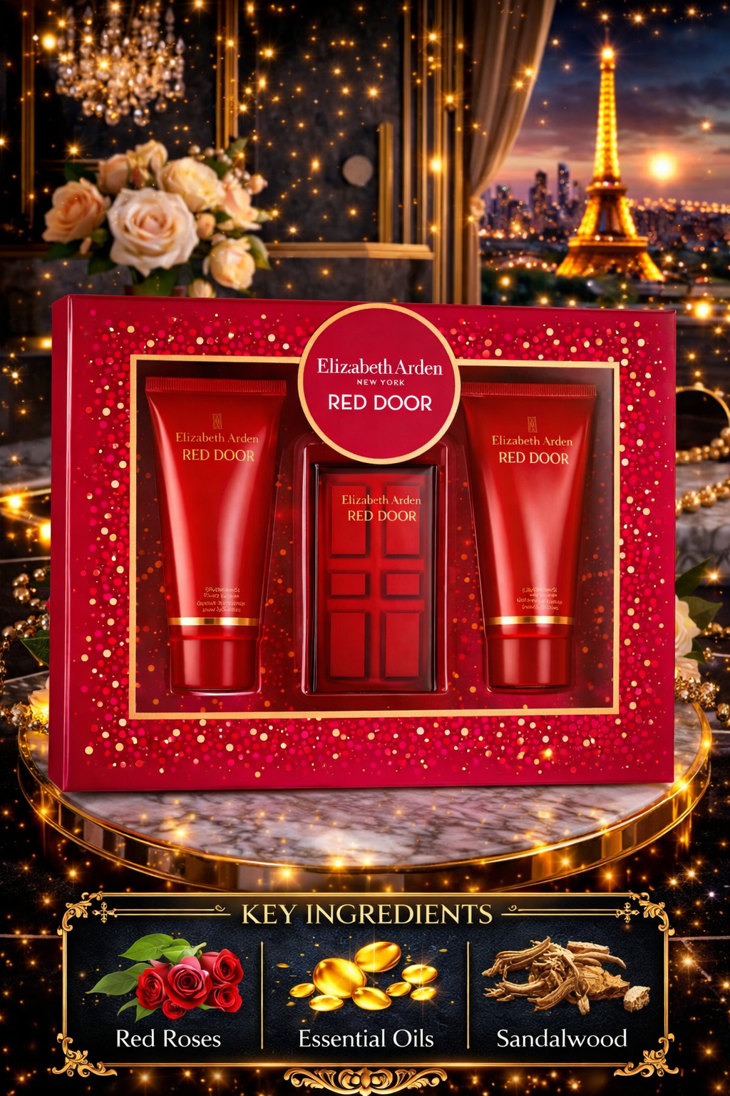 Red Door women Eau De Toilette Spray 3.3 oz & Body Lotion 3.3 oz & Shower Gel 3.3 oz