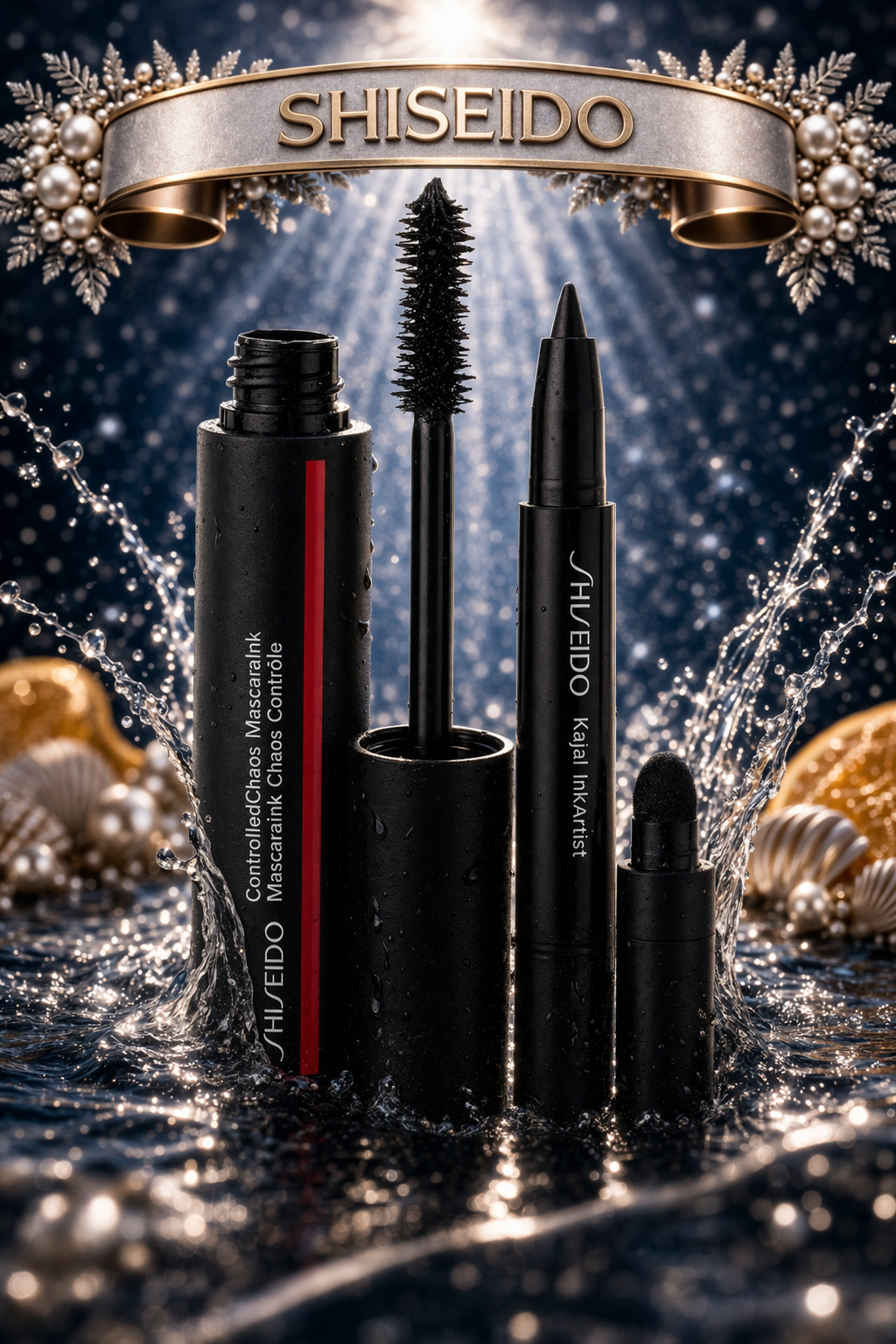 Shiseido women Perfect Eyes Duo: Controlledchaos Black Pulse Mascara 11.5ml + Kajal Inkartist Black 0.8g --2pcs