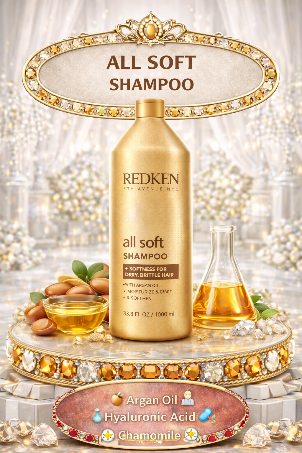 Redken All Soft Shampoo Softness For Dry Brittle Hair (Packaging May Vary) 33.8 oz