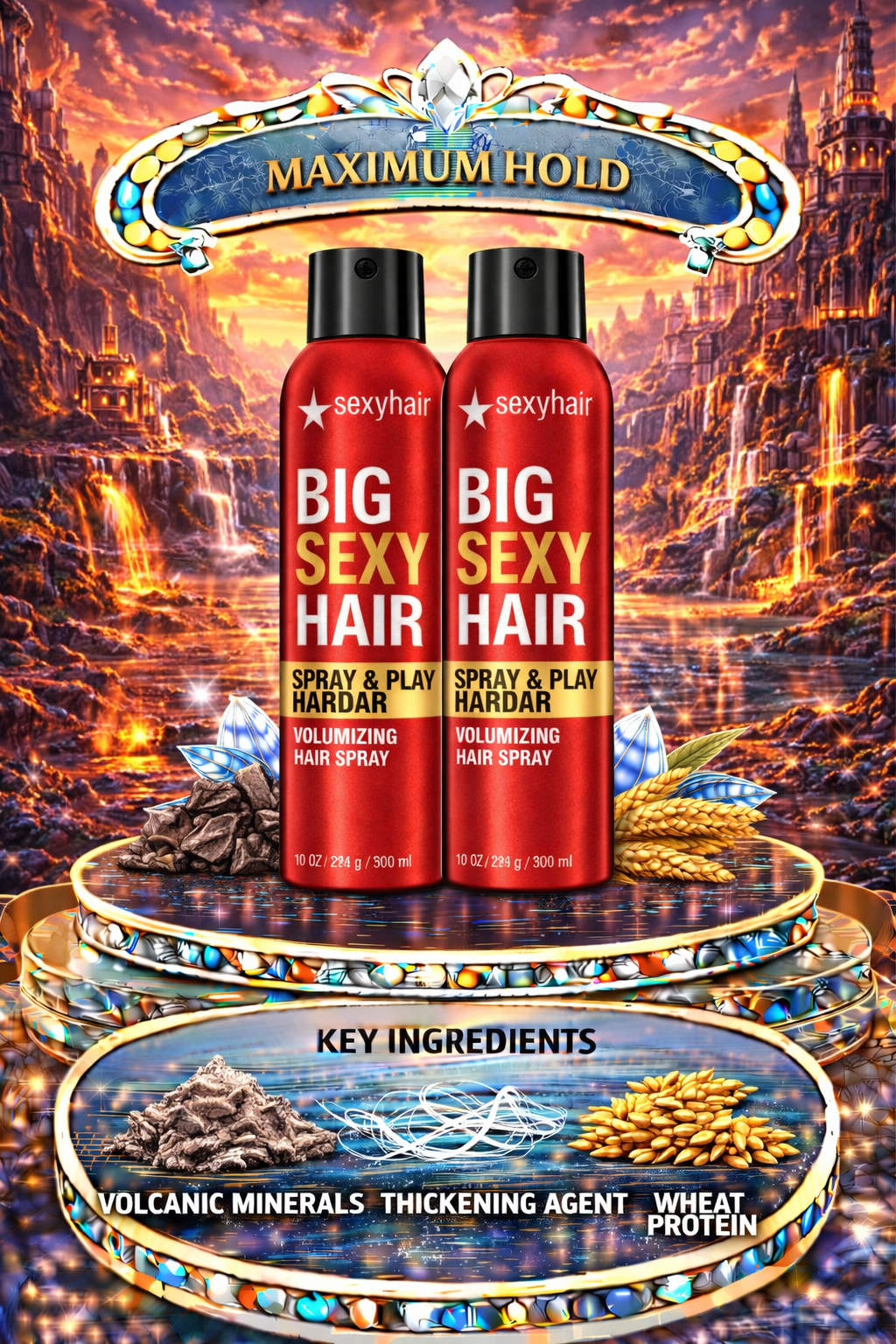 Sexy Hair  Big Sexy Hair Spray And Play Harder Volumizing Hair Spray 10 oz (2 Pack)