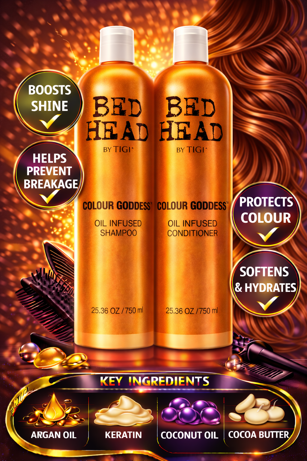 Bed Head 2 Piece Colour Goddess Tween Duo With Conditioner & Shampoo 25.36 oz Each