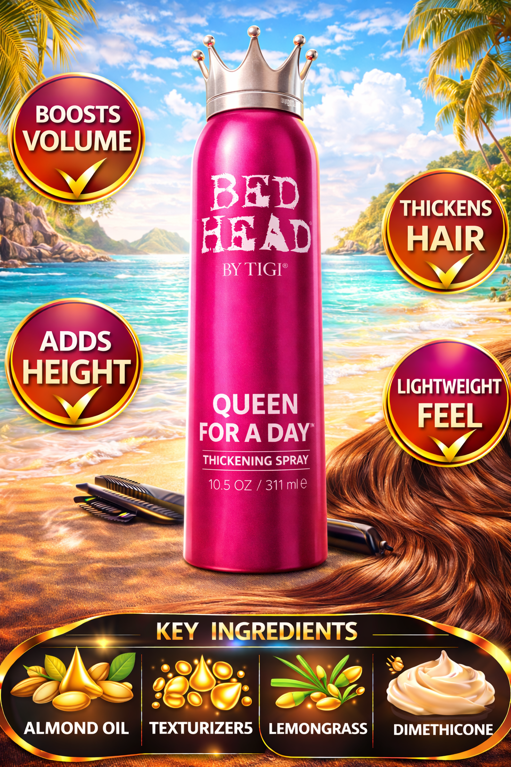 Bed Head Queen For A Day Thickening Spray 10.5 oz