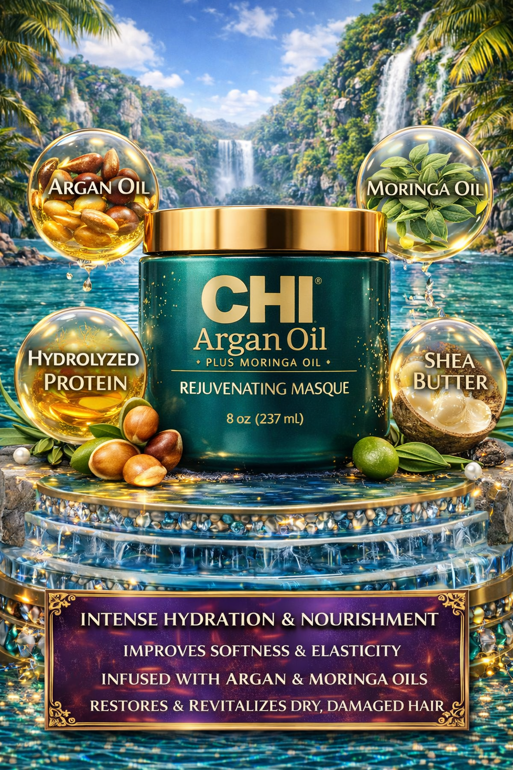 Chi Argan Oil Plus Moringa Oil Rejuvenating Masque 8 oz
