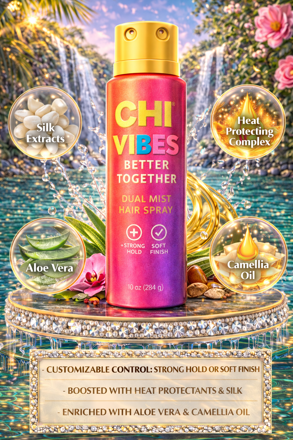 Chi Vibes Better Together Dual Mist Hair Spray 10 oz