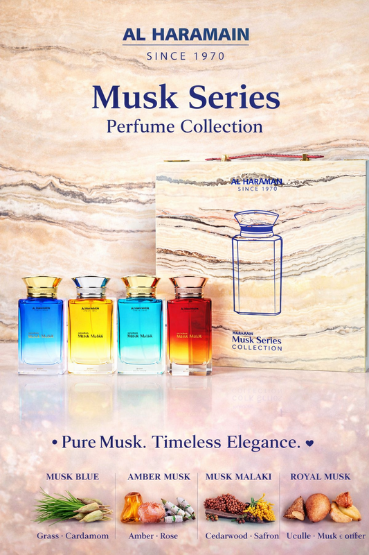 Al Harmain Variety  Musk Series Collection With Amber Musk & Musk Collection & Musk Maliki & Royal Musk And All Are Eau De Parfum Spray 3.4 oz