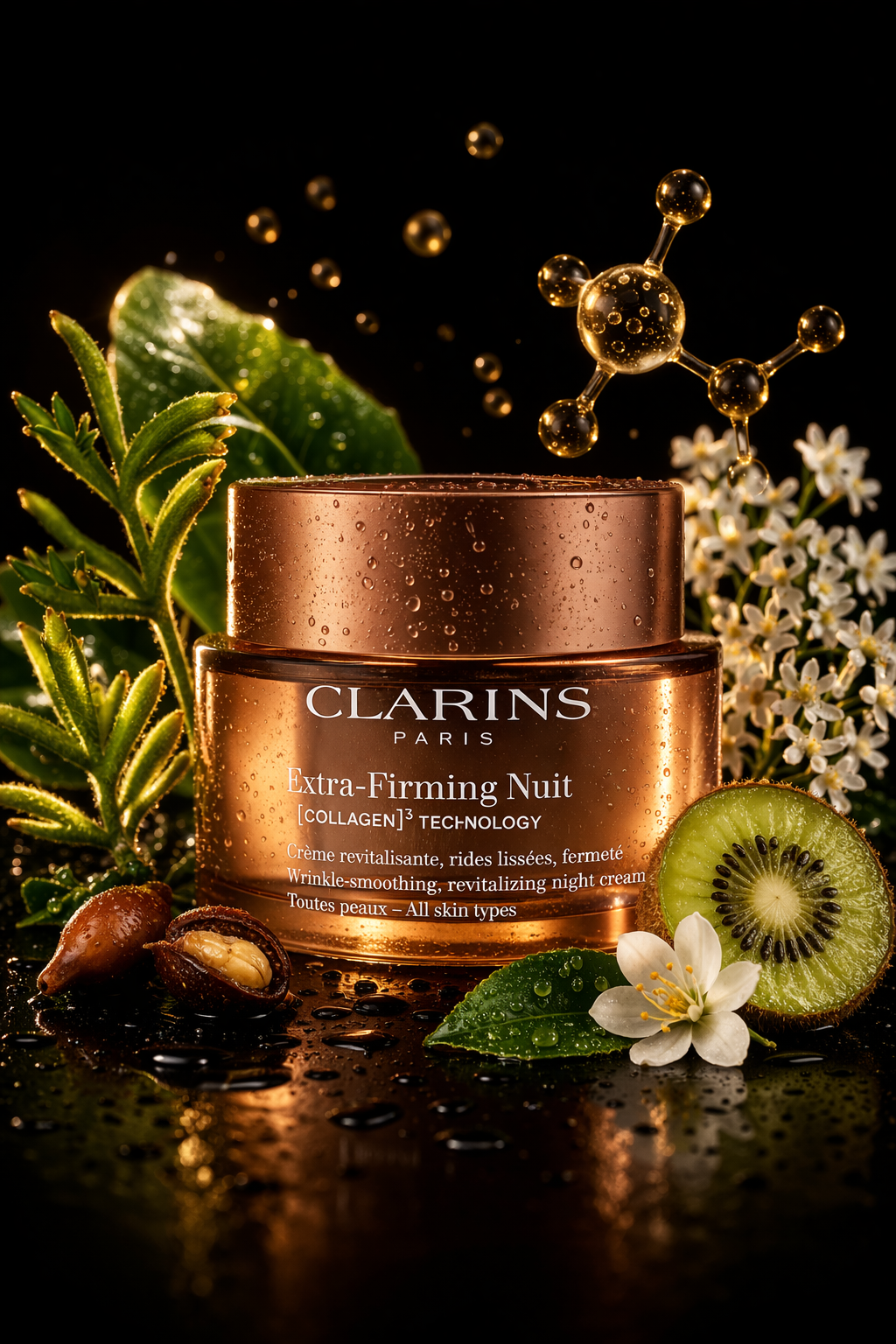 Clarins women Extra-Firming Nuit [Collagen]³ Technology Wrinkle Smoothing Revitalizing Night Cream Refillable - All Skin Types 50ml/1.6oz