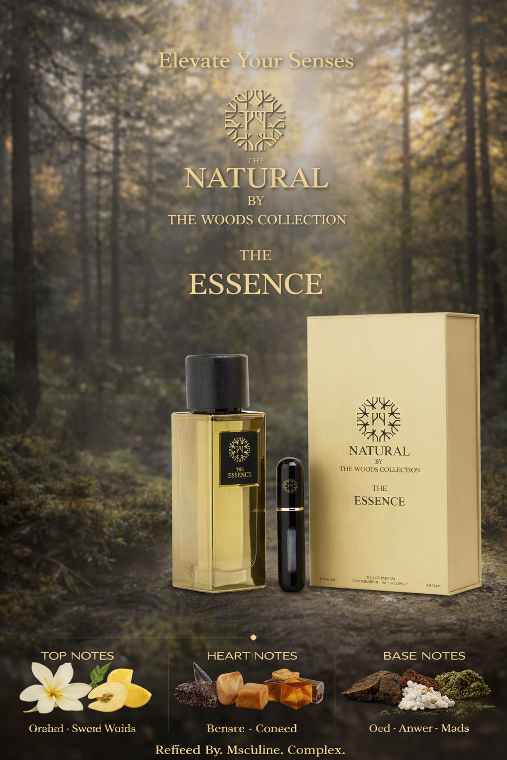 The Woods Collection Essence Eau De Parfum Spray 3.4 oz (Natural Collection) + Rechargeable Mini