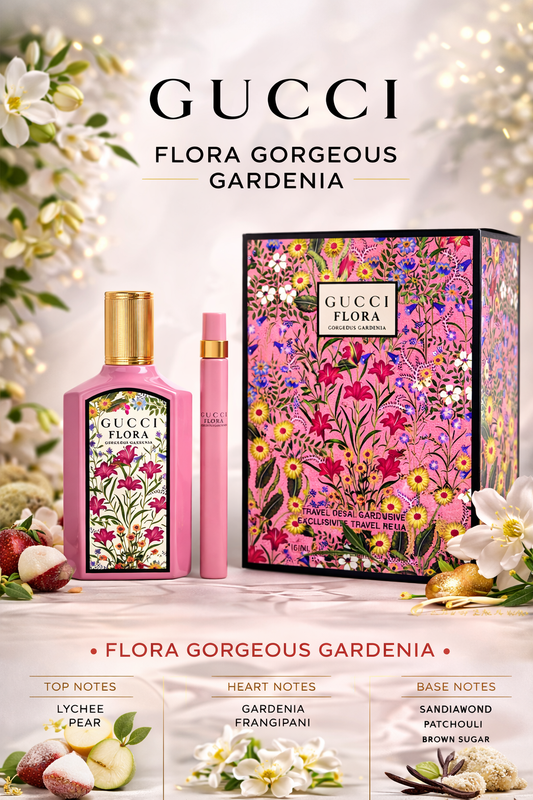 Gucci Flora Gorgeous Gardenia women Eau De Parfum Spray 3.3 oz & Eau De Parfum Spray 0.33 oz Mini