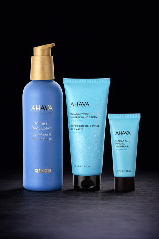 Ahava Dare To Glow Wave Of Hydration Trio: Mineral Body Lotion 250ml + Mineral Hand Cream 100ml + Mineral Shower Gel 40ml --3pcs