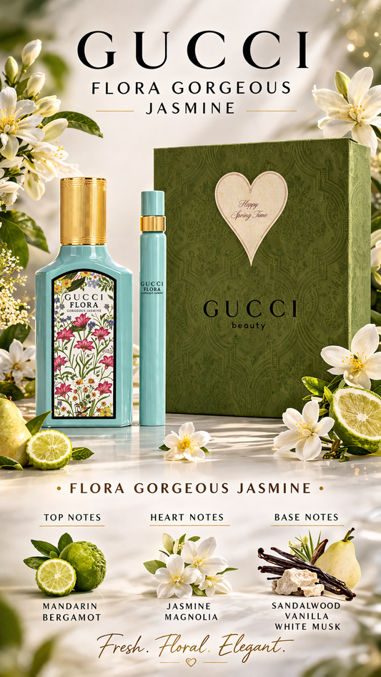 Gucci Flora Gorgeous Jasmine Eau De Parfum Spray 1.6 oz & Eau De Parfum Spray 0.33 oz Mini