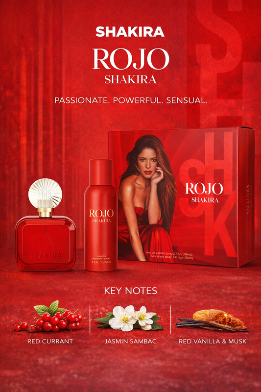 Shakira Rojo Eau De Parfum Spray 2.7 oz & Deodorant Spray 5 oz