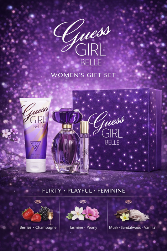 Guess Girl Belle Eau De Toilette Spray 3.4 oz & Body Lotion 6.7 & Eau De Toilette Spray 0.5 oz