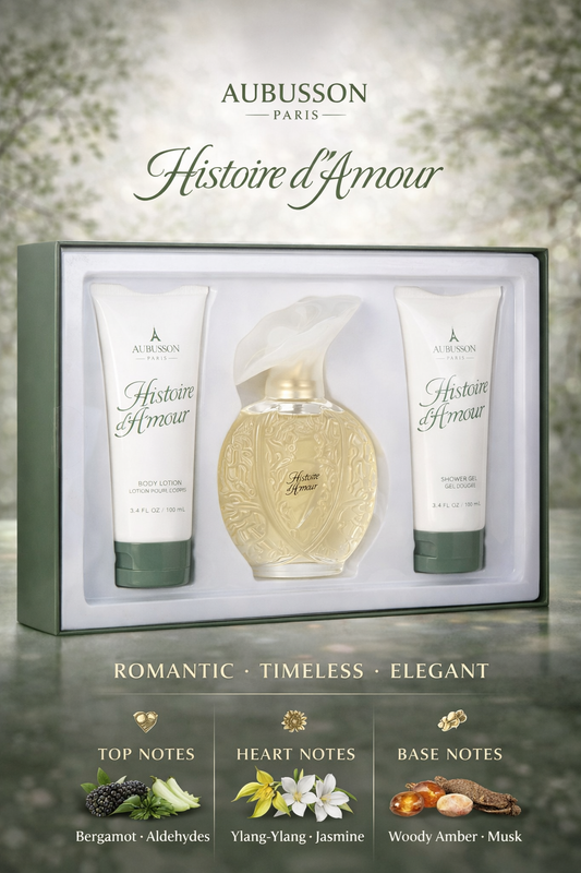 Histoire d'Amour Eau De Toilette Spray 3.4 oz & Body Lotion 3.4 oz & Shower Gel 3.4 oz