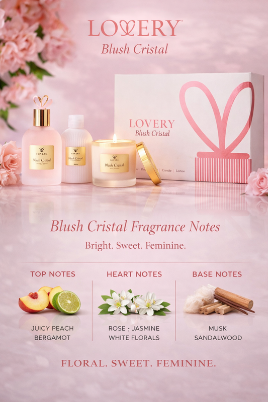 Lovery Blush Cristal Eau De Parfum Spray 3.4 oz & Body Lotion 3.4 oz & Candle 4.5 oz