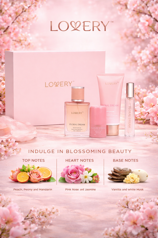 Lovery Floral Dream  Eau De Parfum Spray 1.69 oz & Deodorant Stick 1.01 oz & Body Lotion 3.38 oz & Eau De Parfum Spray Mini