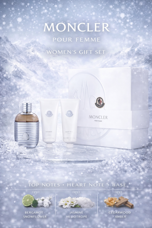Moncler Pour Femme Eau De Parfum Spray 3.4 oz & Body Cream 3.4 oz & Shower Gel 3.4 oz