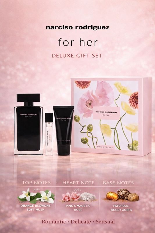 Narciso Rodriguez Eau De Toilette Spray 3.3 oz & Body Lotion 1.6 oz & Eau De Toilette 0.33 oz Mini