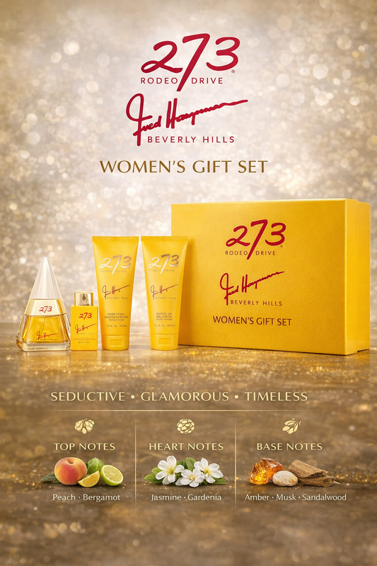 Fred Hayman 273 Set Eau De Parfum Spray 2.5 oz & Body Lotion 6.7 oz & Shower Gel 6.7 oz & Pocket Spray