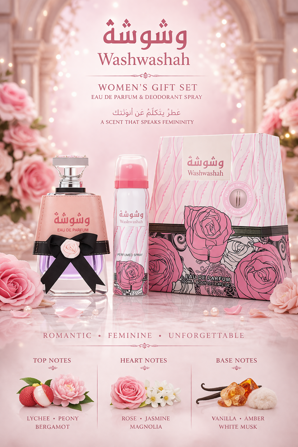 Lattafa Washwashah  Eau De Parfum Spray 3.4 oz & Deodorant Spray 1.6 oz