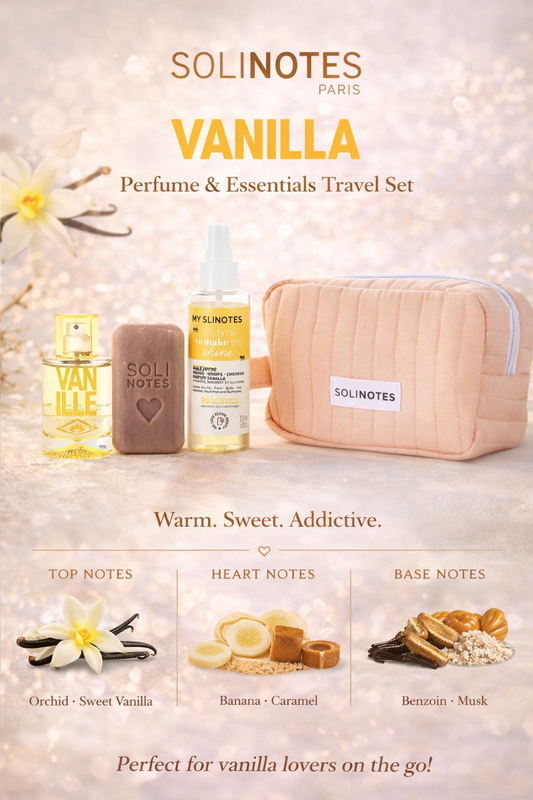 Solinotes Vanilla  Eau De Parfum Spray 1.7 oz & Bar Soap 3.5 oz & Dry Oil 3.3 oz