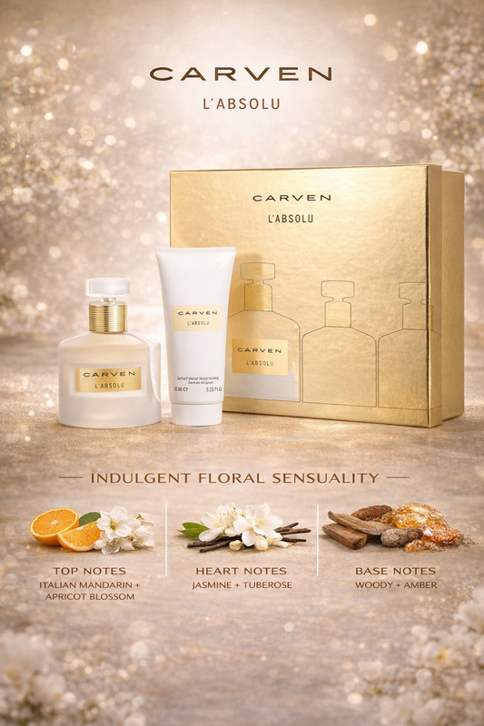 Carven L'Absolu Eau De Parfum Spray 3.3 oz & Body Milk 3.3 oz & Shower Gel 3.3 oz