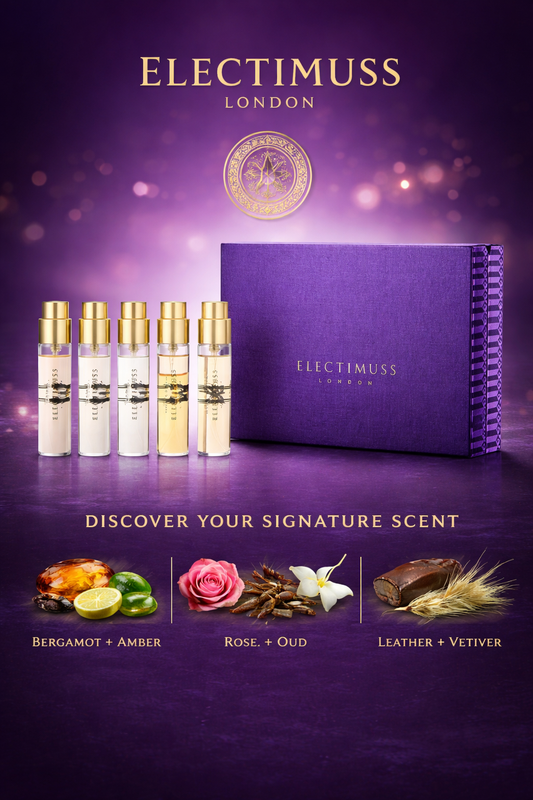Electimuss Variety  The Best Discovery Set With Imperium & Mercurial Cashmere & Trajan & Vanilla Edesia & Vixere And All Are Pure Parfum Spray 0.34 oz Minis