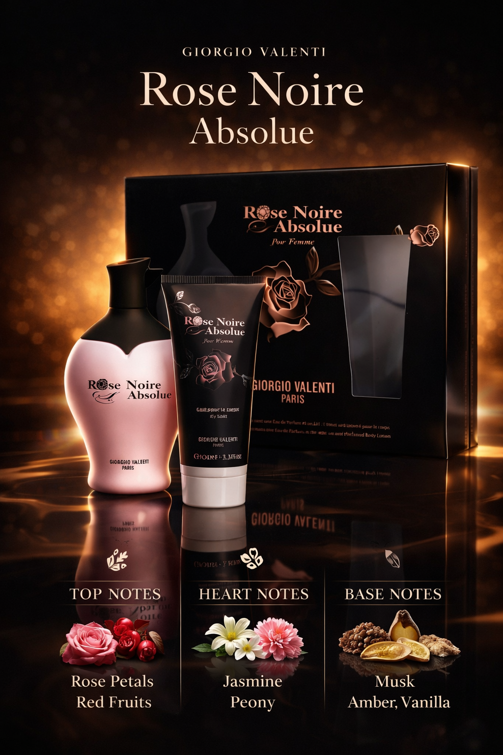Rose Noire Absolue  Eau De Parfum Spray 3.3 oz & Body Lotion 3.3 oz