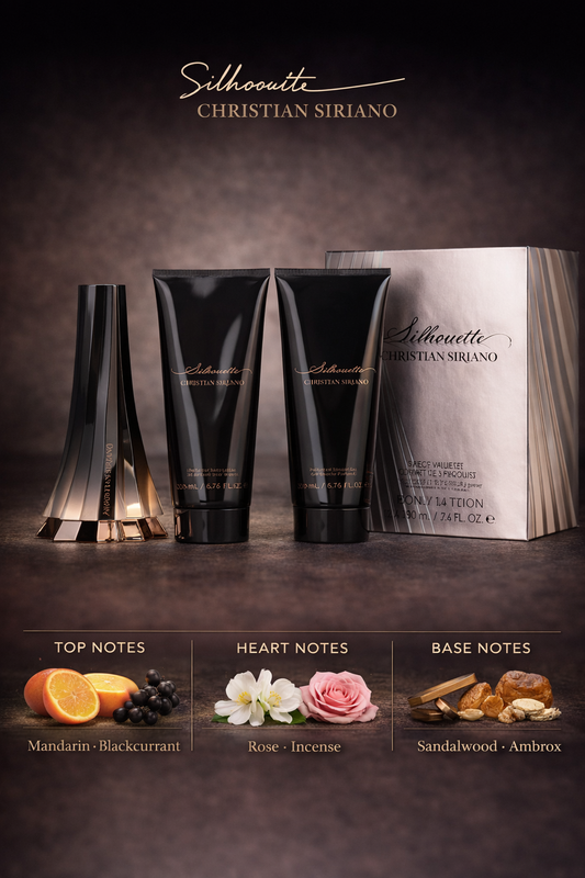 Christian Siriano Silhouette Set -Eau De Parfum Spray 3.4 oz & Body Lotion 6.7 oz & Shower Gel 6.7 oz