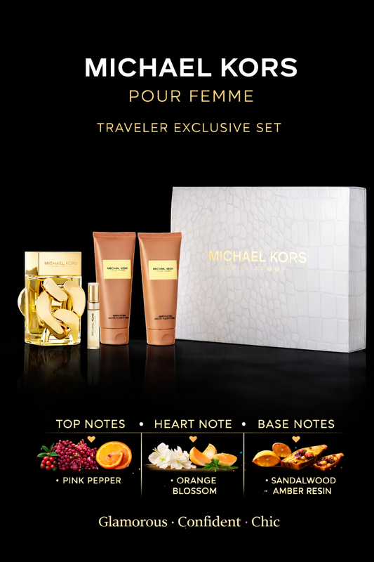 Michael Kors Pour Femme De Parfum Spray 3.4 oz & Body Lotion 3.4 oz & Shower Gel 3.4 oz & Eau De Parfum Spray 0.34 oz Mini