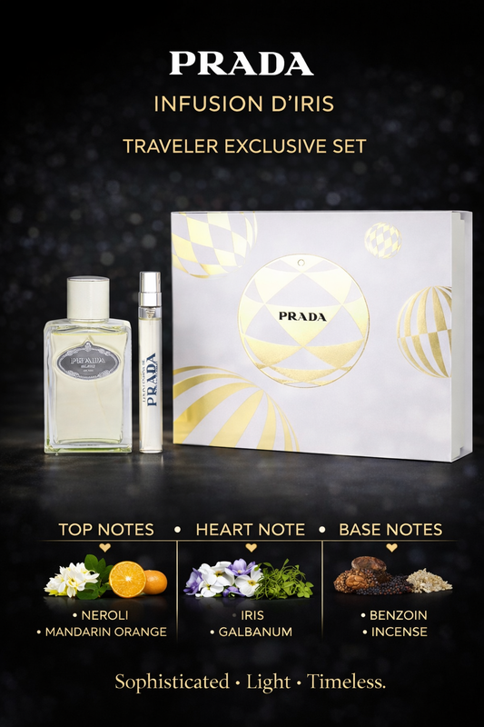 Prada Infusion d'Iris  Eau De Parfum Spray 3.4 oz & Eau De Parfum Spray 0.34 oz Mini