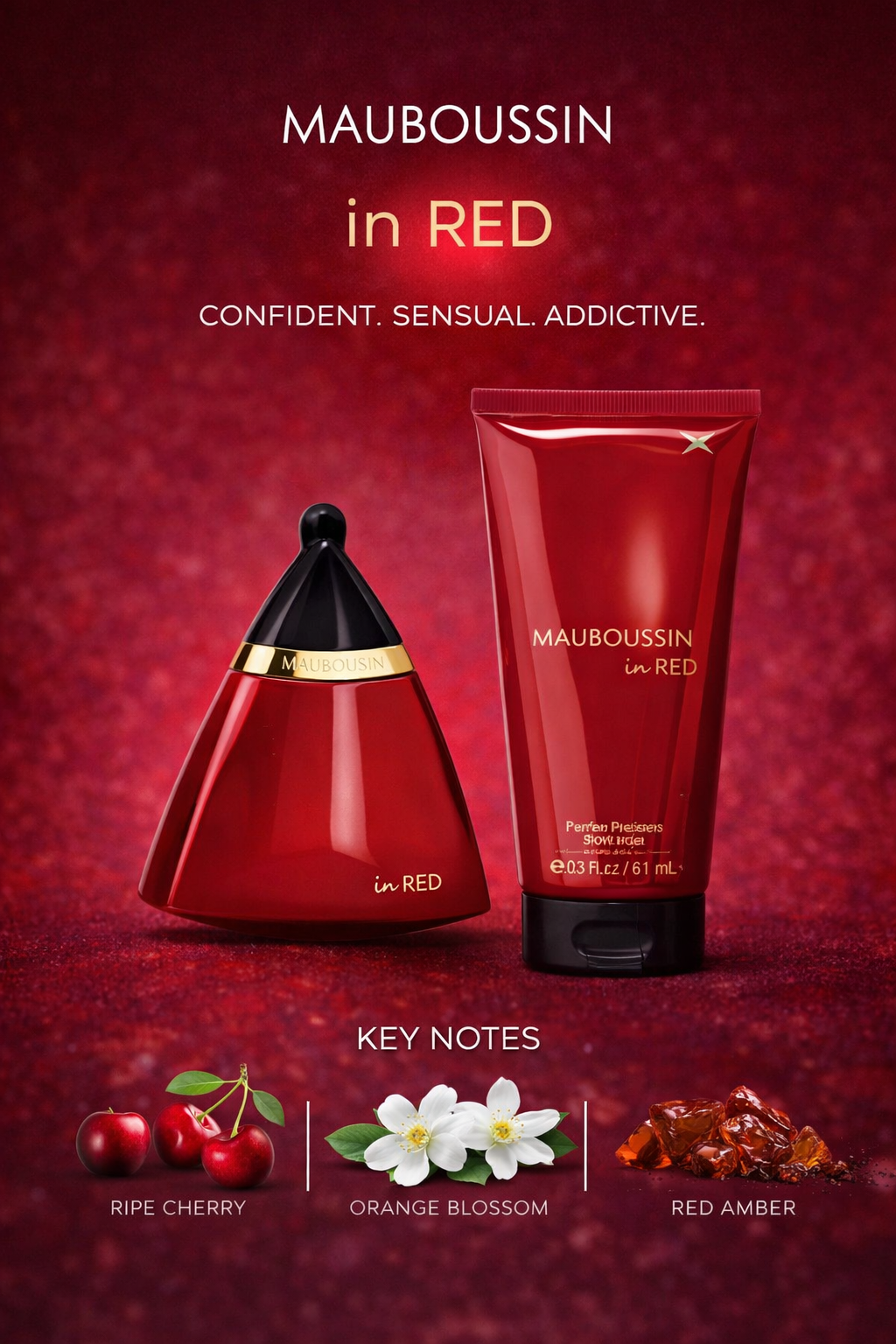 Mauboussin In Red Eau De Parfum Spray 3.4 oz & Shower Gel 6.8 oz