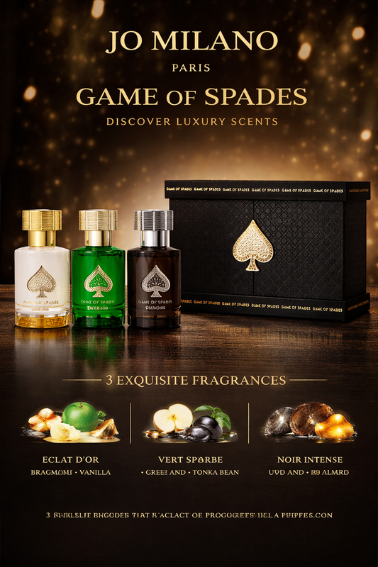 Jo Milano  Game Of Spades Diamond Collection With Diamond & Emerald & Topaz And All Are Parfum Spray 1 oz